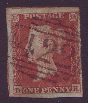 GREAT BRITAIN -   QV  1841  PENNY RED IMPERFORATED    SG 8  VF Used