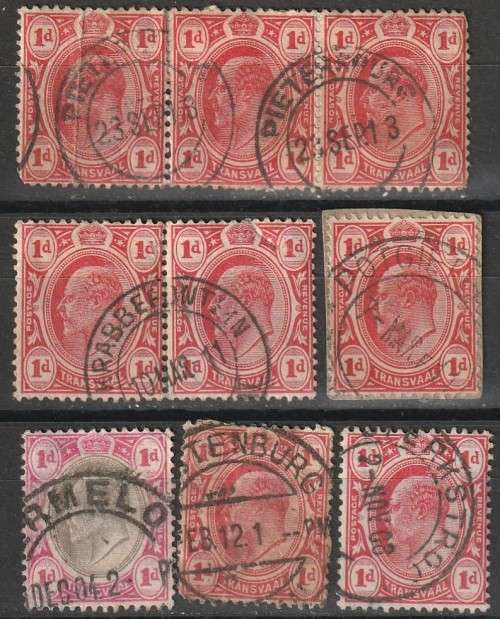 TRANSVAAL - KEVII  Nice postmarks range.