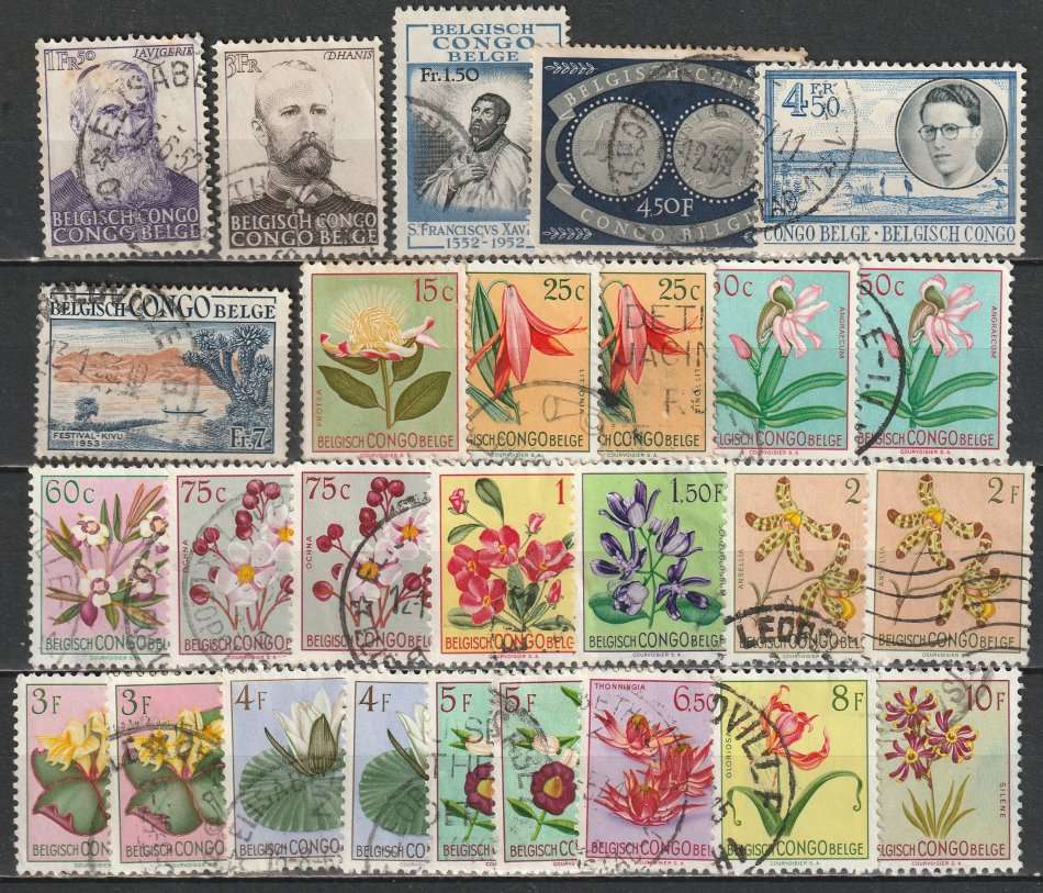 BELGIAN CONGO - 1950/1952 issues part sets VF USED