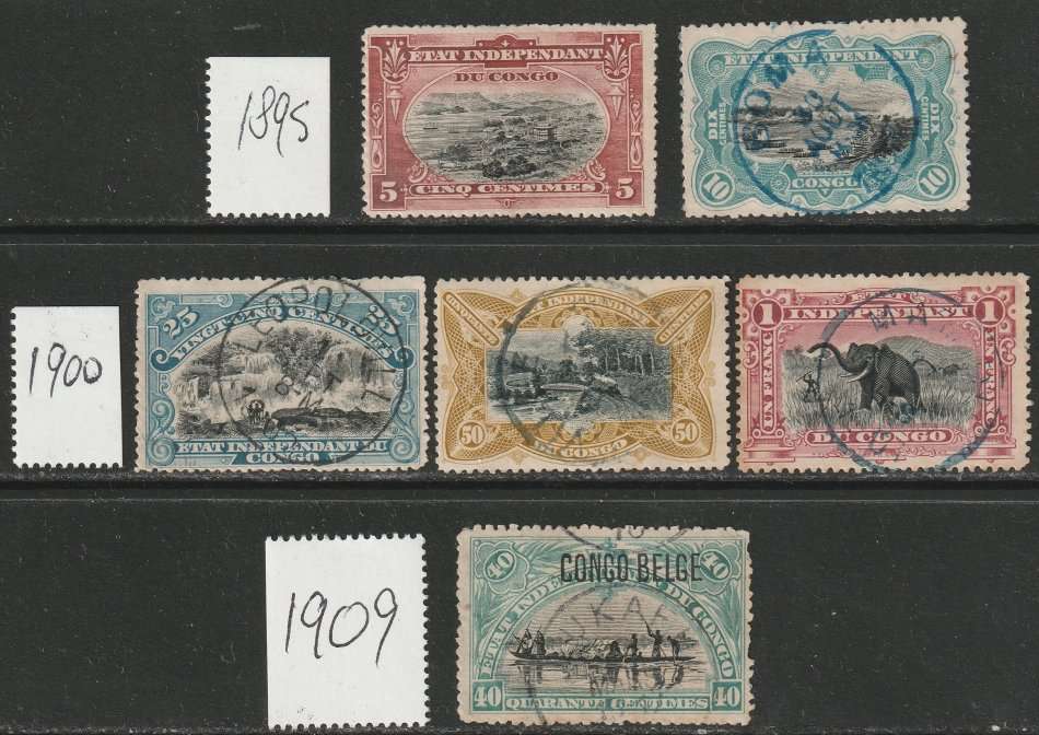 BELGIAN CONGO - 1895/1909 early Issues Complete and part sets VF USED