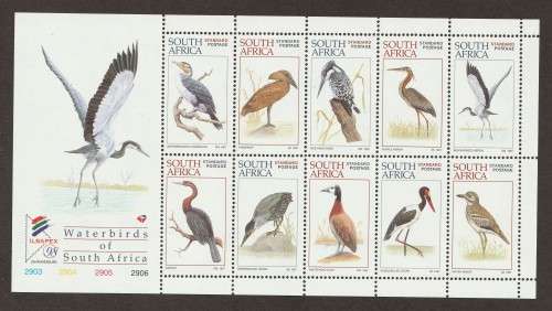 RSA -  1997  Waterbirds of South Africa Issue (Standard Postage) Full sheet of 10   **MNH**