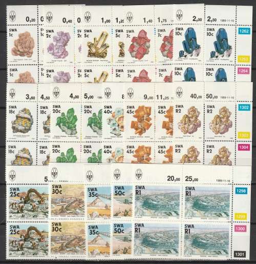 South West Africa - 1989 Mineral Issue Complete set in control blocks  **MNH**