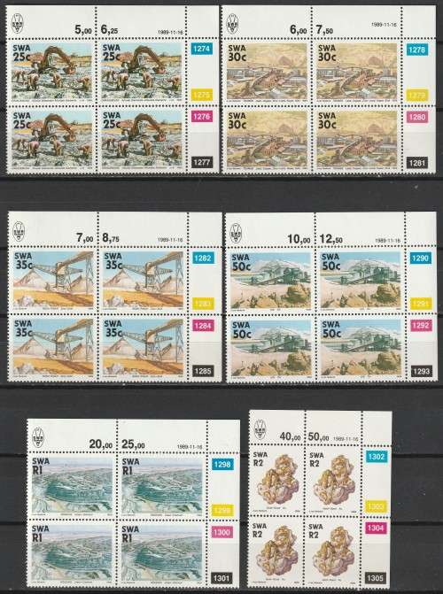 South West Africa - 1989 Mineral Issue Complete set in control blocks  **MNH**