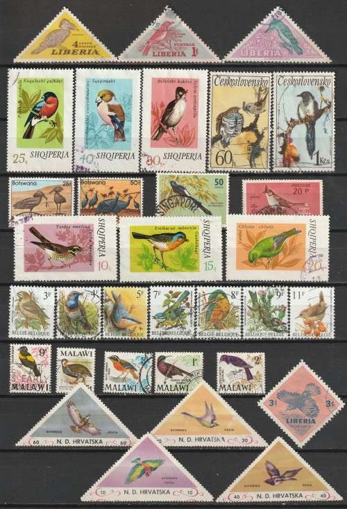 Thematic - BIRDS Issues   Part sets mint and used (32 stamps)