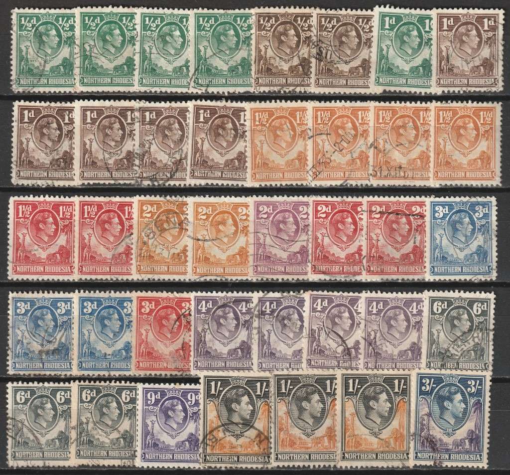 NORTHERN RHODESIA  -  KGVI 1938 definitives part set to 3s vf used.