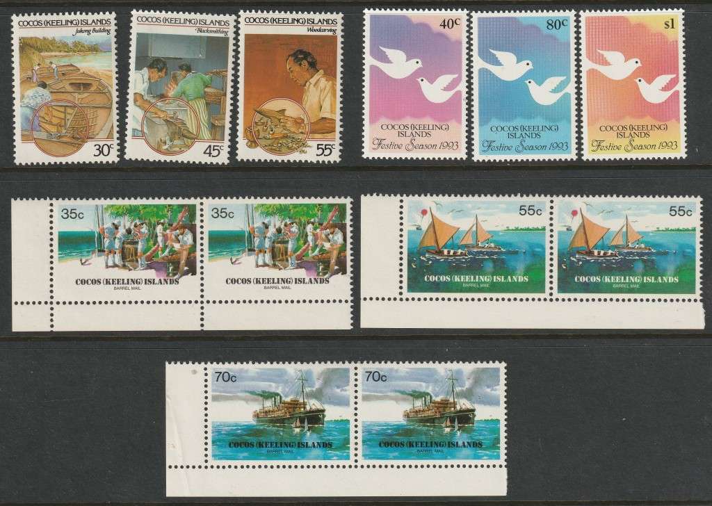 COCOS(KEELING) ISLANDS - Excellent range including minisheet,strips of 5 and complete sets **MNH**
