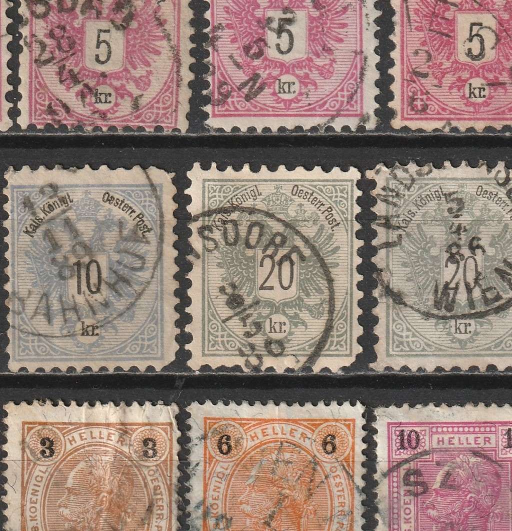 AUSTRIA -  1883 to 1899 Issues. Excellent selection of early issues (36 stamps)