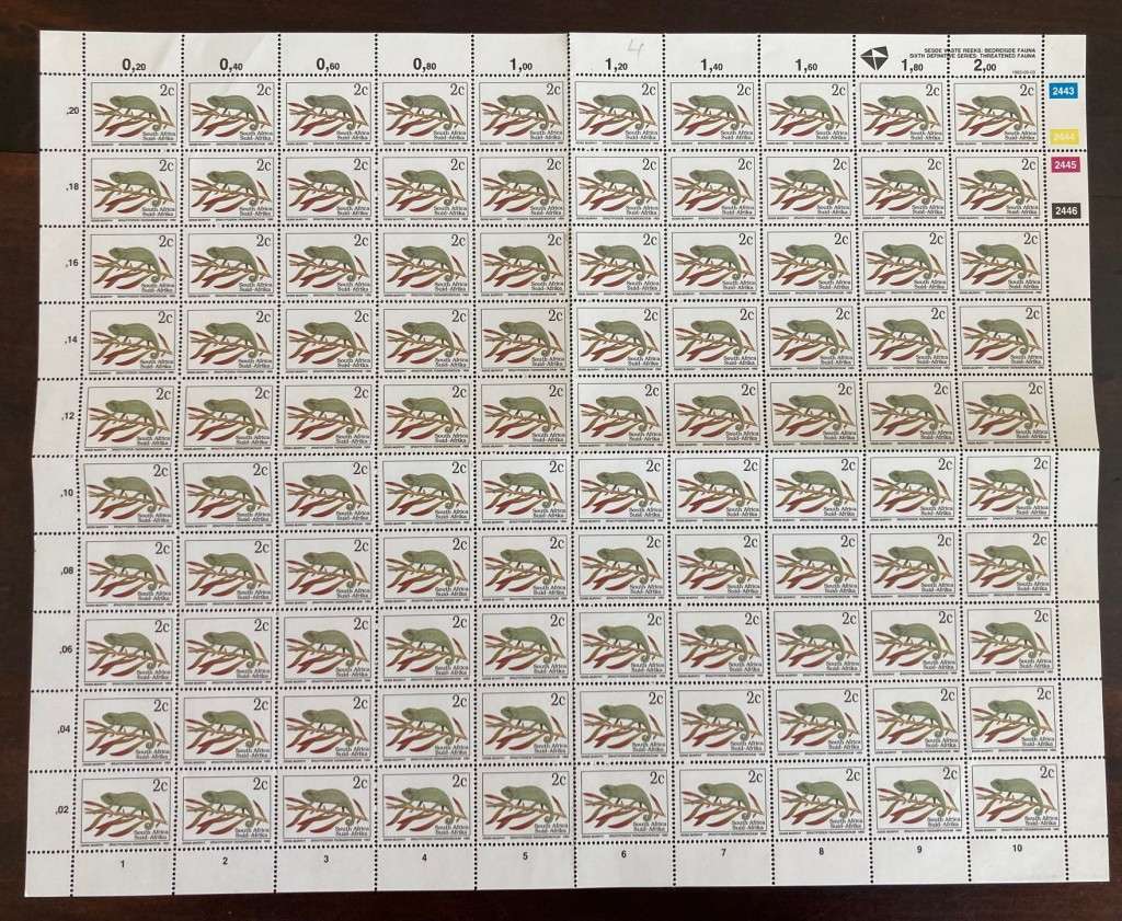 RSA - 1993   6th Definitive Issue Endangered Fauna 1c and 2c  Two Full sheets of 100  **MNH**