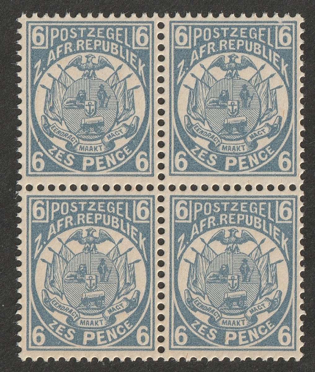 TRANSVAAL - 1885  6d pale dull-blue,  block of four**MNH**