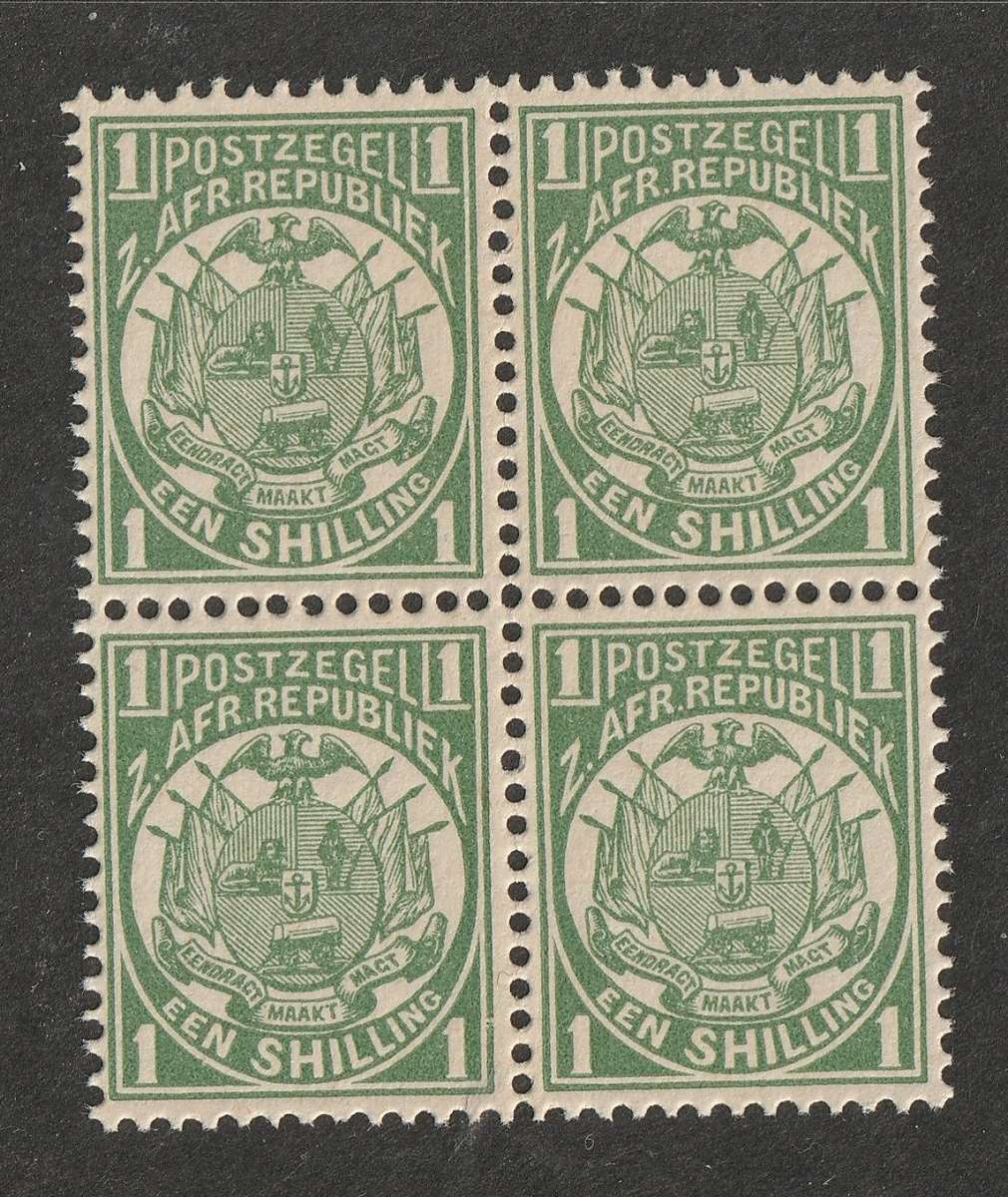 TRANSVAAL - 1885  1s yellow-green,  block of four**MNH**