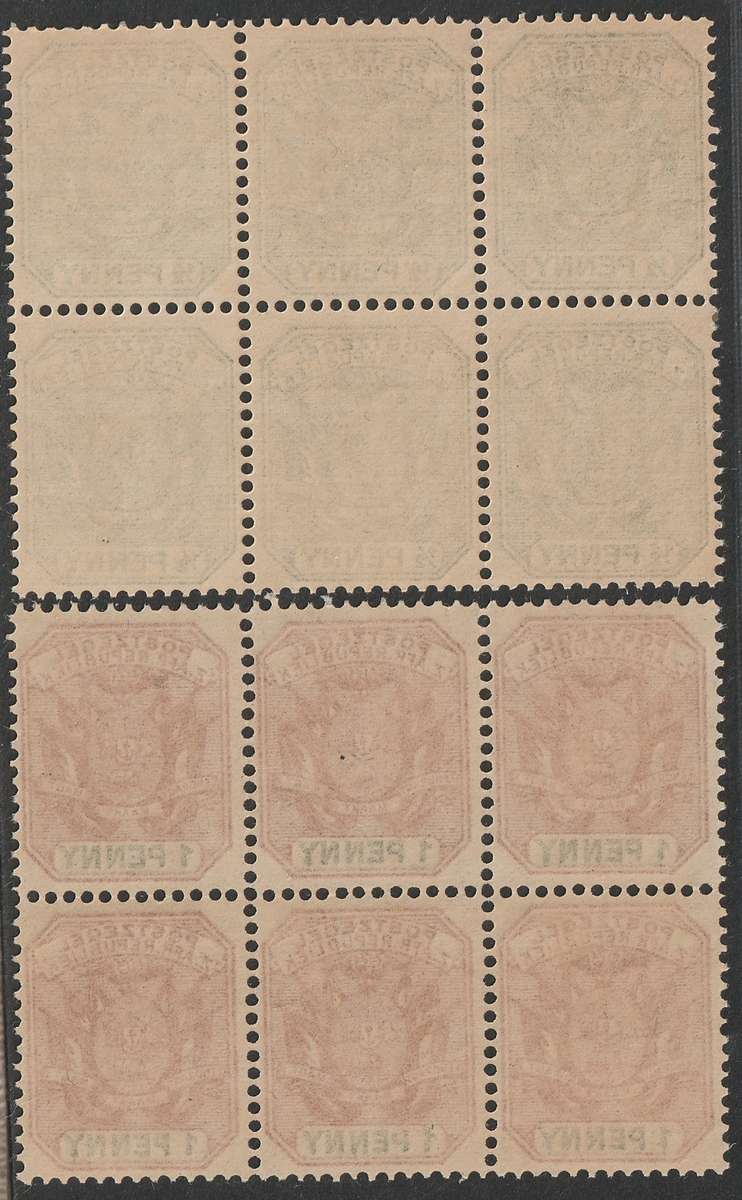 TRANSVAAL - 1896  1/2d and 1d blocks of six **MNH**