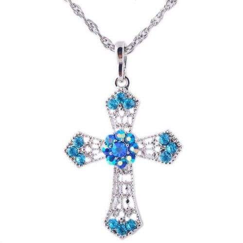 Rhinestone CROSS With Sweater Crystals - Pendant with Chains