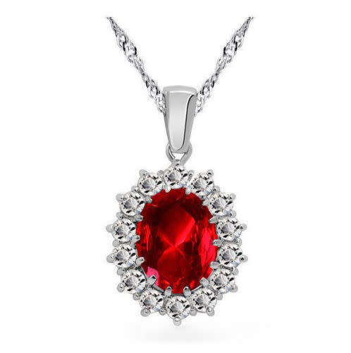 Rhinestone Crystal Silver Pendant and Necklace