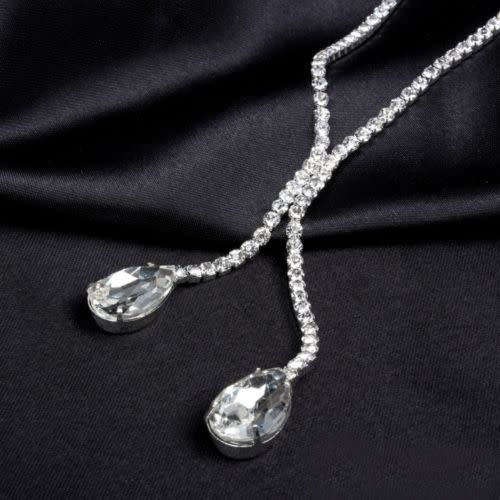 Silver Plated Rhinestone Earrings/Necklace Set