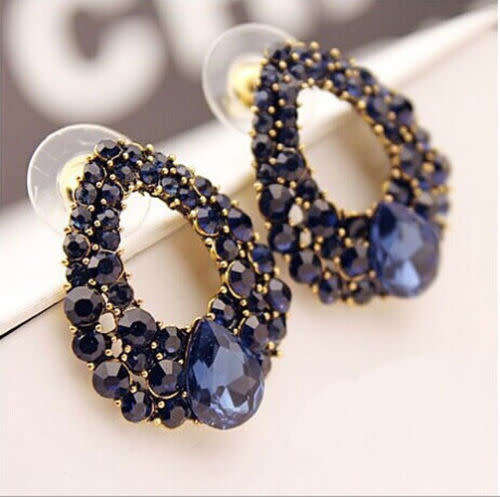 Elegant Full Rhinestone Waterdrop Earrings