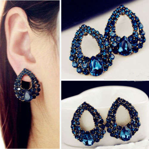 Elegant Full Rhinestone Waterdrop Earrings