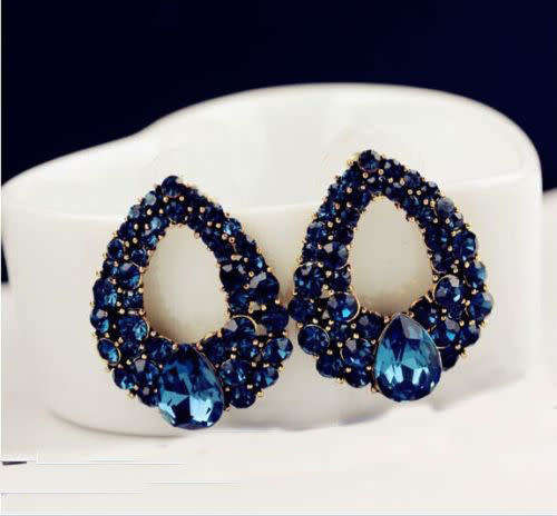 Elegant Full Rhinestone Waterdrop Earrings