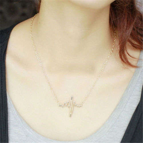 Silver Necklace with Heartbeat Pendant
