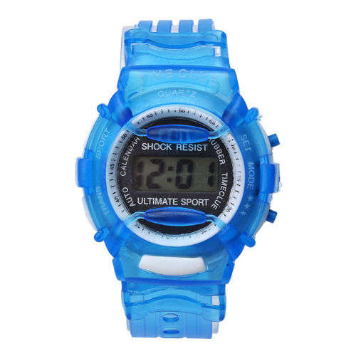 Dark Blue Electronic LED Digital Multi-function Silicone Band Wrist Watch