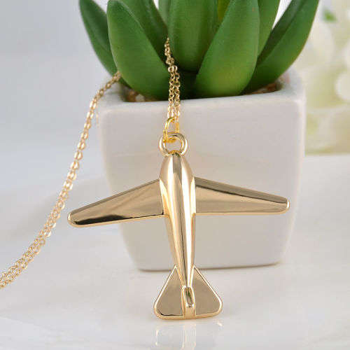 Golden Necklace with Airplane Pendant
