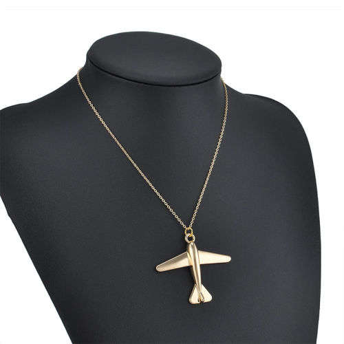 Golden Necklace with Airplane Pendant