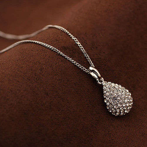 Silver Rhinestone Necklace, Pendant and Earing Set