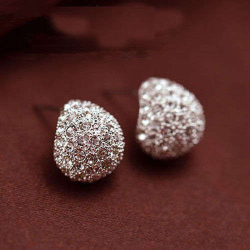 Silver Rhinestone Necklace, Pendant and Earing Set