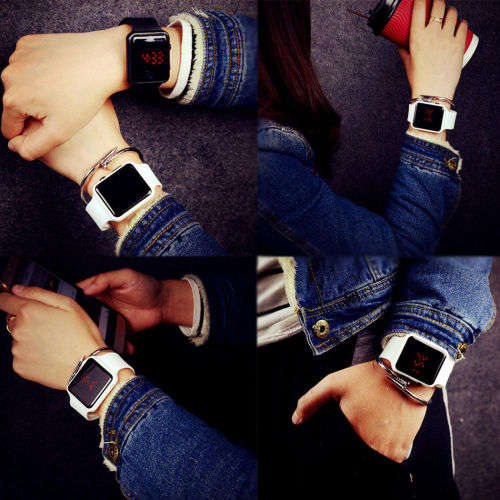 Silicone LED Sports Digital Watch Black and Silver