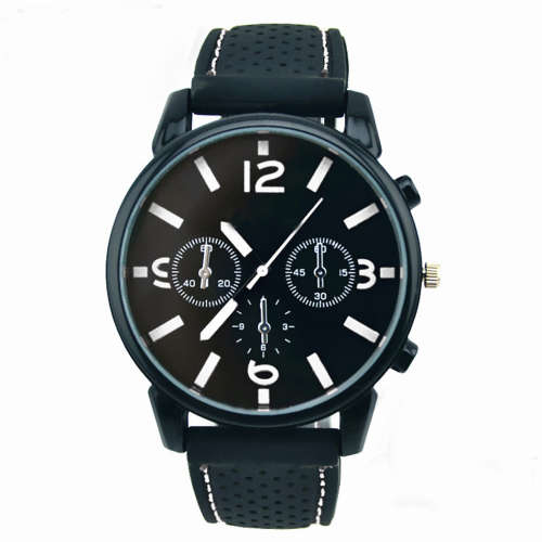 Silicone Stainless Steel Analog Sports Wrist Watch