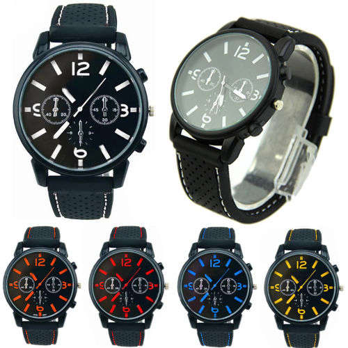 Silicone Stainless Steel Analog Sports Wrist Watch