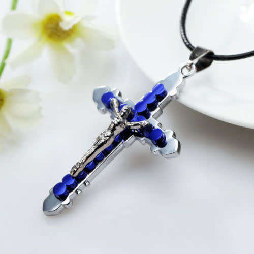 Silver & Blue Christ Cross