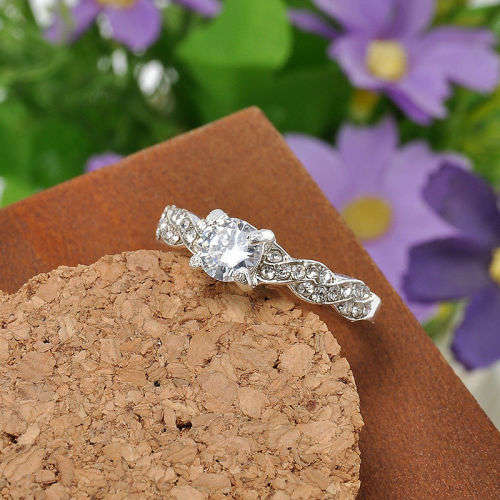 Ring Set Gemstone White Gold Filled Jewelry Size 6-9