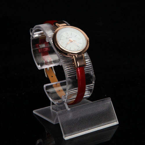 BEAUTIFUL LEATHER RED & GOLD LADIES WATCH SLIM DESIGN