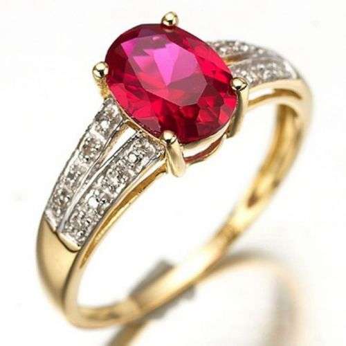 Size 8 Red Ruby Golden Ring