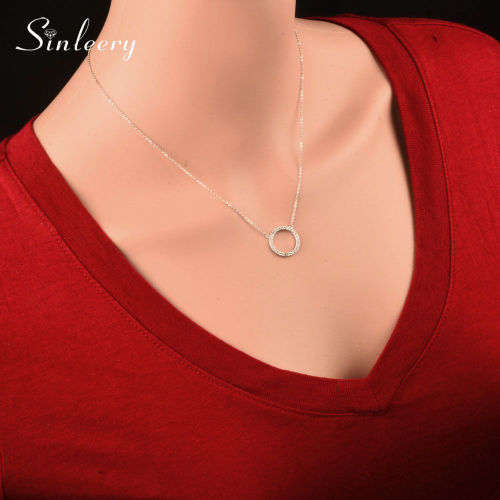Micro Paved Crystal Round Circle Pendant Necklace