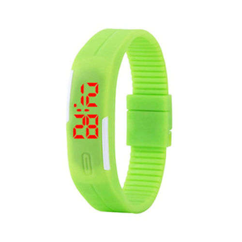 Waterproof Digital LED Lime Green Sports Silicone Bracelet Wrist Watch