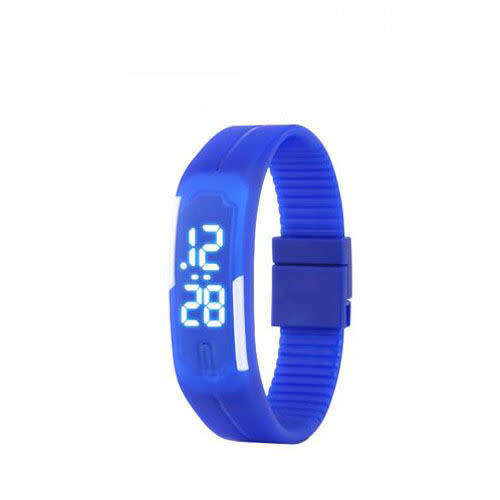 Waterproof Digital LED Light Blue Sports Silicone Bracelet Wrist Watch