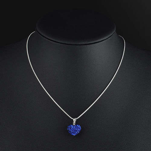 Silver Heart  Crystal Necklace