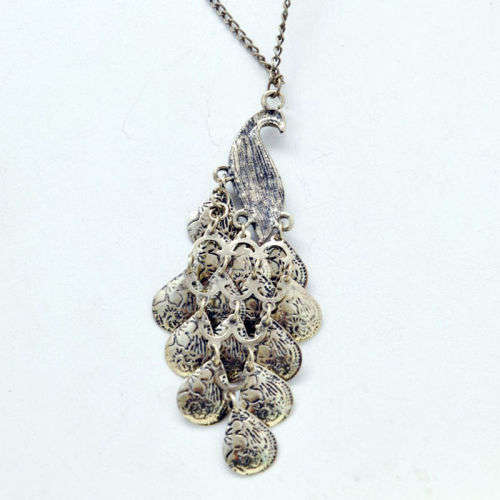 Bronze Peacock Long Sweater Chain Pendant Necklace