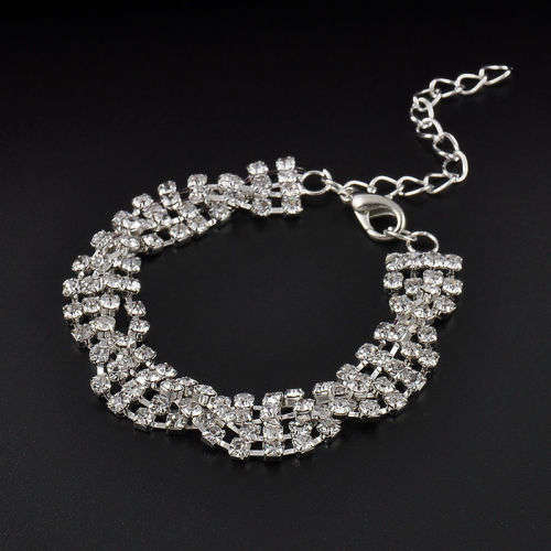 Elegant Silver Crystal Chain Bracelet