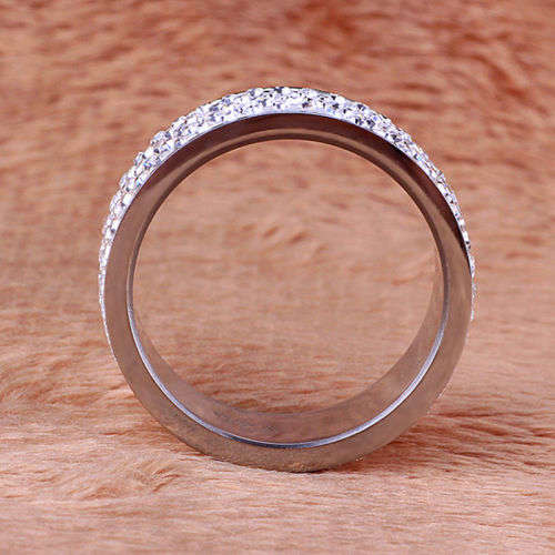 Elegant Stainless Steel Rhinestone Ring Silver or Gold Size 8 - 10