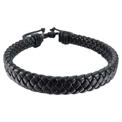 Black Surfer Leather Wrap Bracelet