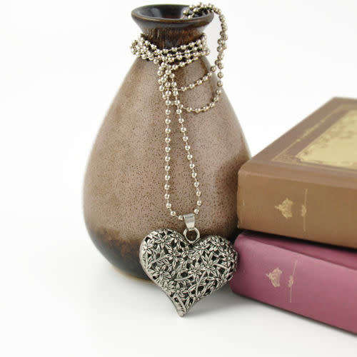 Retro Carved Heart Long Necklace