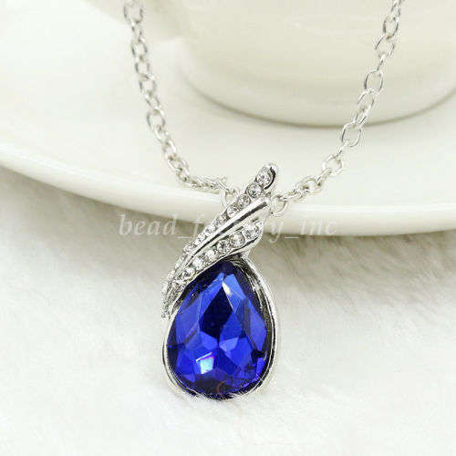 Elegant Water Drop Crystal Rhinestone Necklace and Pendant