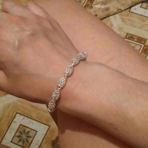 Gorgeous Women's Silver Charm Chain Bangle Bracelet