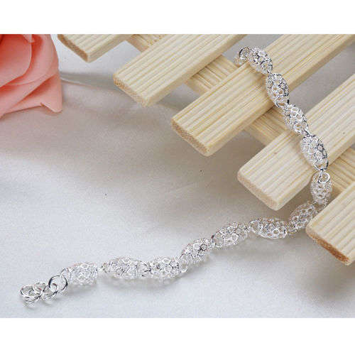 Gorgeous Women's Silver Charm Chain Bangle Bracelet