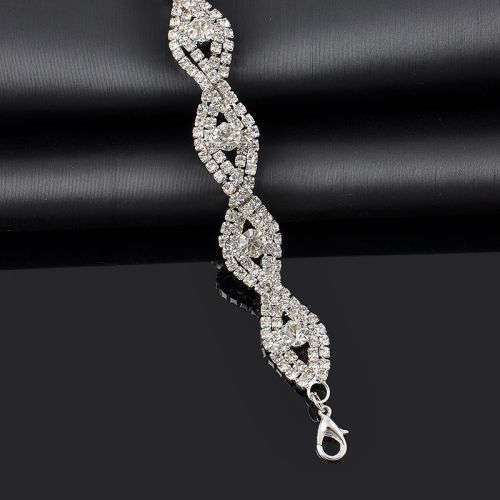 Elegant Crystal Rhinestone Infinity Bangle Bracelet