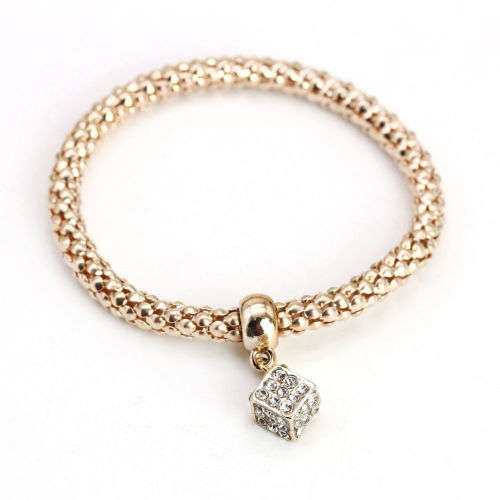 Pretty Cube Bracelet Rhinestone Cuff Bangle