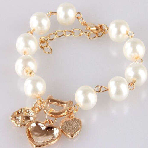 Pearl Love Heart Flower Crystal Bracelet