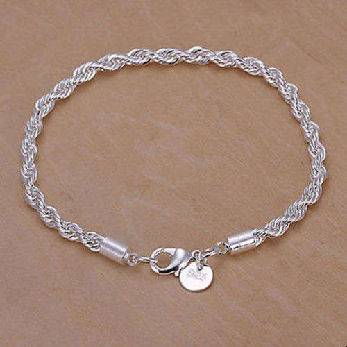 Pretty Silver Twisted Rope Bracelet